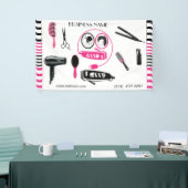 美容院　ヘアカット　ハサミ　美容師　モダン 横断幕 (トレードショー)