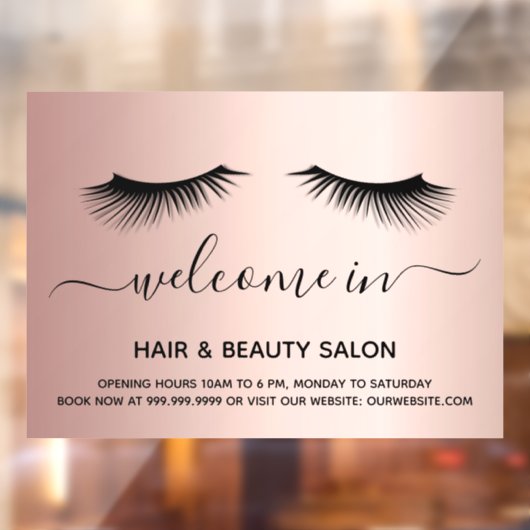 美容院 ローズゴールドのまつげ ウェルカム ウィンドウサイン (シート2)