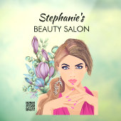 美少女と花の美容院 QRコード付き ウィンドウサイン (シート3)