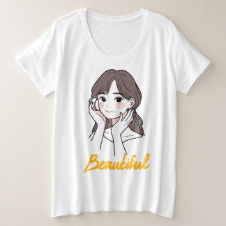 「美少女の美学 | スタイリッシュ&トレンディーデザイン プラスサイズTシャツ