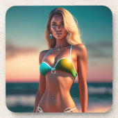 美少女はビキニでポーズ コースター (正面)