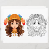 美少女カラーリングページ (正面/裏面)