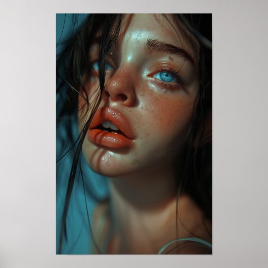美少女ポートレートのクローズアップ ポスター (正面)