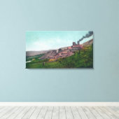 美徳マイニングベーカー市の空中表示 キャンバスプリント (インサイチュ (ウッドフロア))