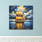 美描写帆船 キャンバスプリント (インサイチュ (ウッドフロア))