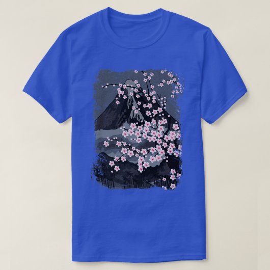 美日本のしいさくらんぼの花、桜と毛羽 Tシャツ (デザイン正面)