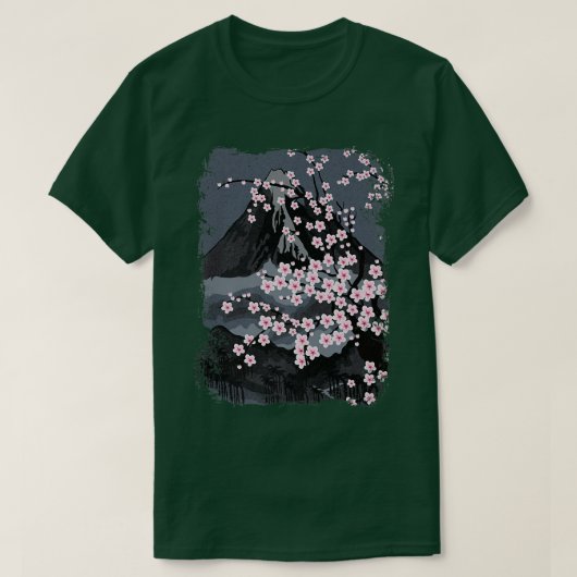 美日本のしいさくらんぼの花、桜と毛羽 Tシャツ (デザイン正面)