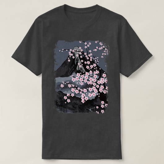 美日本のしいさくらんぼの花、桜と毛羽 Tシャツ (デザイン正面)