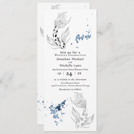 美日本のしいコイの結婚魚 招待状 (正面/裏面)