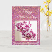 美母の日グリッターカスタムフローラ写真 カード (黄色い花)