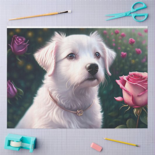 美犬とバラコレクション 薄葉紙 (クラフト)