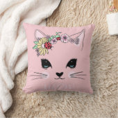 美猫顔ニャーピンクかわいい子おもしろい猫 クッション (ブランケット)