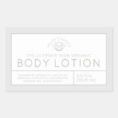 美白製品成分ラベル 灰白色蓮の花 長方形シール (正面)