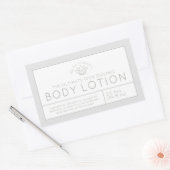 美白製品成分ラベル 灰白色蓮の花 長方形シール (封筒)