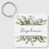 美的で新鮮な緑のパーソナライズ名 キーホルダー (正面)
