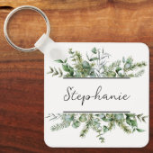 美的で新鮮な緑のパーソナライズ名 キーホルダー (正面)
