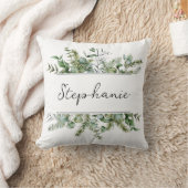 美的で新鮮な緑のパーソナライズ名 クッション (ブランケット)