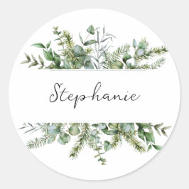 美的で新鮮な緑のパーソナライズ名 ラウンドシール