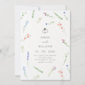 美的なミニマリストの花が落ちる 招待状 (正面)