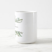 美的な新鮮な緑のパーソナライズされた名前マグカップ コーヒーマグカップ (中央)