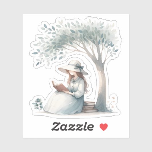 美的な水の色の女読の子の本の恋人 シール (シート)