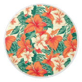 美的な緑豊かな局所花と葉パターン セラミックノブ (正面)