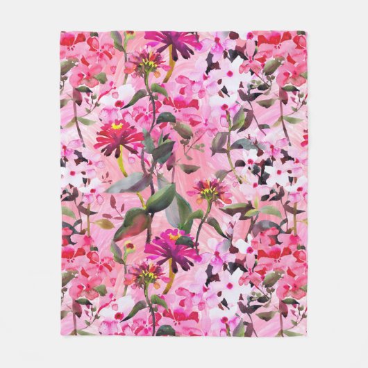 美的な花柄 フリースブランケット (正面)