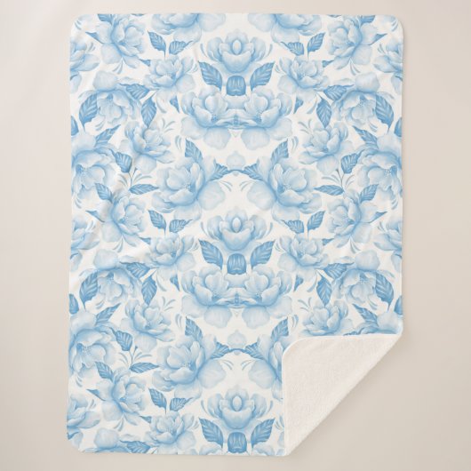 美的な花模様 シェルパブランケット (正面)