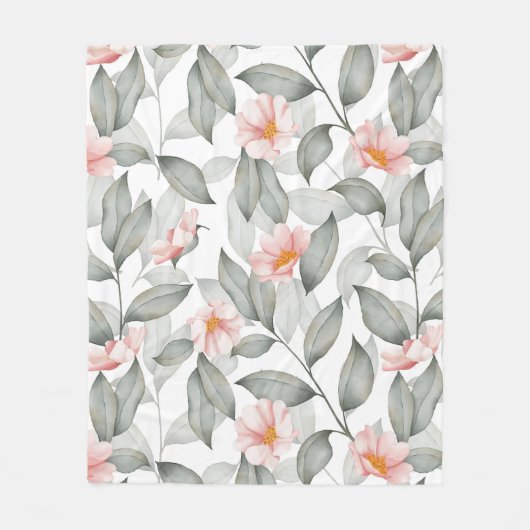 美的な花模様 フリースブランケット (正面)