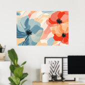 美的な花絵画の花 ポスター (ホームオフィス)