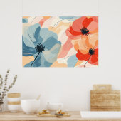 美的な花絵画の花 ポスター (キッチン)