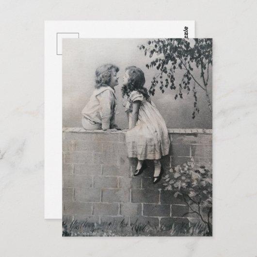 美的な若いロマンスヴィンテージ白黒 ポストカード (正面/裏面)