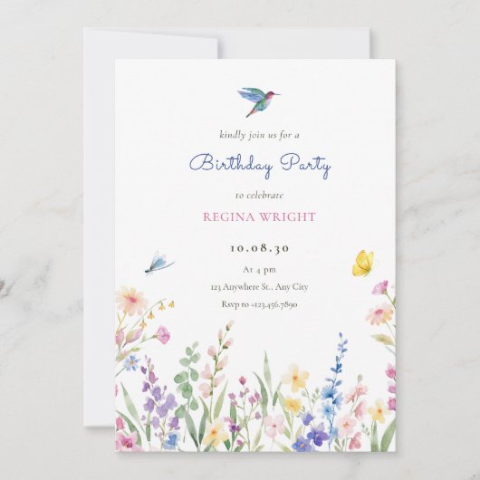 美的な野生の花 招待状 (正面)