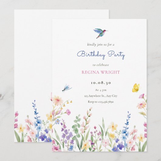 美的な野生の花 招待状 (正面/裏面)