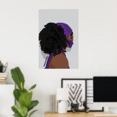美的な黒い女性の自然な髪 ポスター (ホームオフィス)