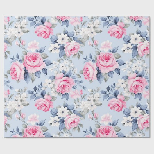 美的に汚れたシックなピンクのバラのシームレスなパターン ラッピングペーパー (フラット)
