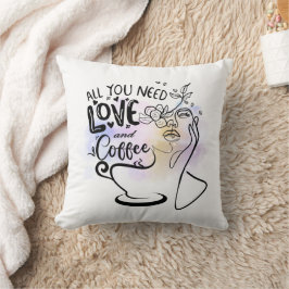 美的イラスト、ガールズコーヒー クッション