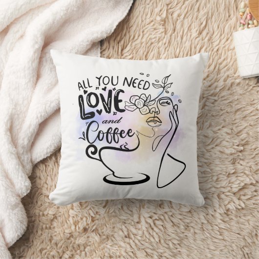 美的イラスト、ガールズコーヒー クッション (ブランケット)