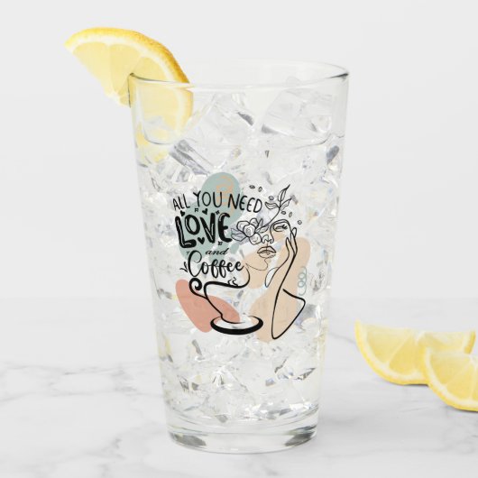 美的イラスト、ガールズコーヒー タンブラーグラス (アイス正面)