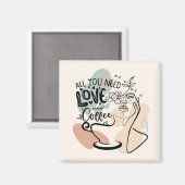 美的イラスト、ガールズコーヒー マグネット (正面/裏面)