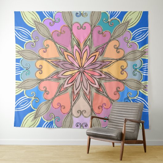 美的ウォールアートアートアートアートワークカラフルパステルマンダラ タペストリー (インサイチュ(横))