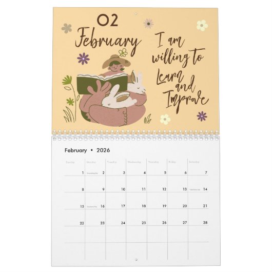 美的エレガント美的肯定2025 カレンダー (2月 2026)