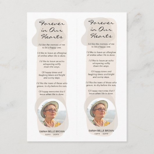 美的カスタム写真追悼式しおり シーズンカード (裏面)