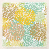 美的ダリア花柄 ガラスコースター (正面)