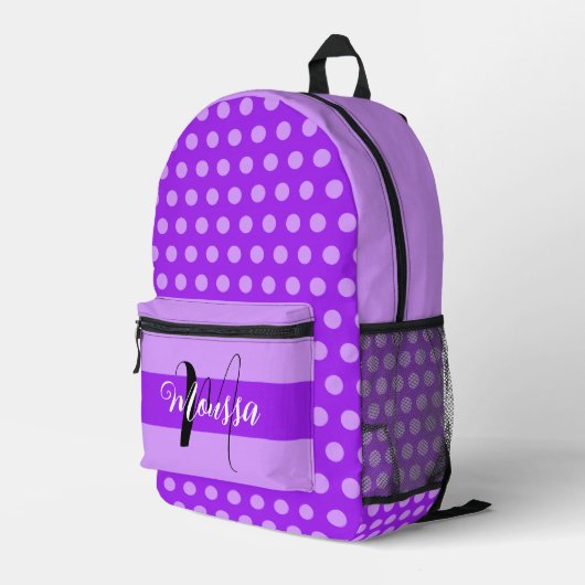 美的パープルカラー – 名かわいらし前モノグラム プリントバックパック (裏面右端)