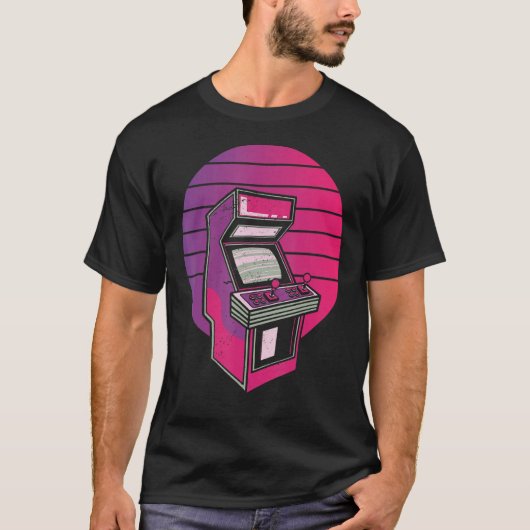 美的ビデオゲームアーケードゲーム機80s Sty Tシャツ (正面)