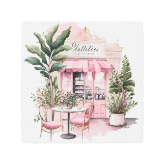 美的フランスのカフェ,レトロ, メタルプリント