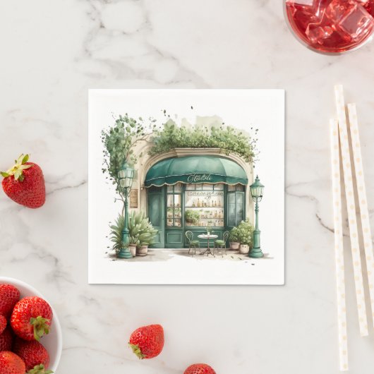 美的フランスのカフェ、ヴィンテージ、 スタンダードカクテルナプキン (インサイチュ)