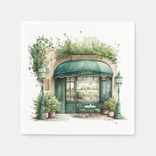 美的フランスのカフェ、ヴィンテージ、 スタンダードカクテルナプキン (正面)