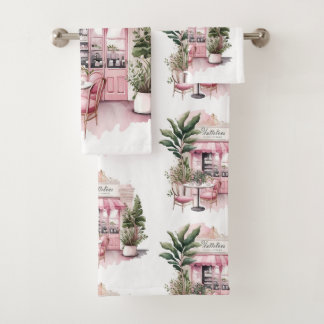 美的フランスのカフェ、ヴィンテージ、 バスタオルセット